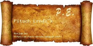 Pitsch Ernák névjegykártya